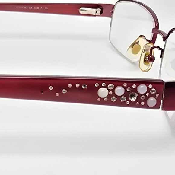 Christian Dior CD7746J C5 Red Rhinestone Semi Rimless Eyeglasses Frame w/ Case - Picture 8 of 16